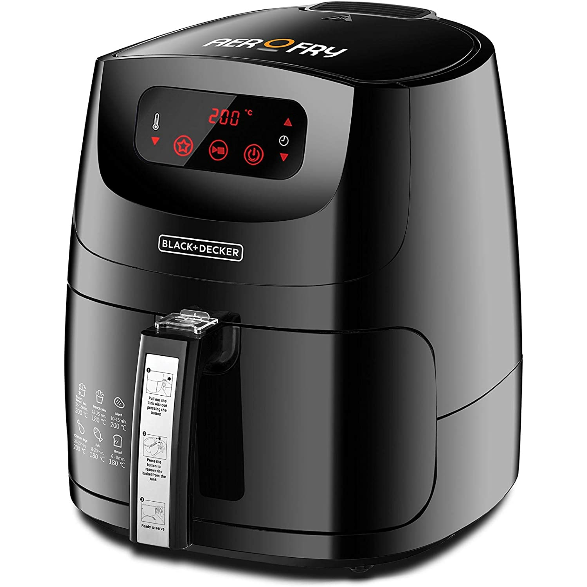 Black+Decker 2.5 Liter 800g 1500W Manual Air Fryer AerOfry with Rapid Air  Covection Technology, 2 Years Warranty - Black/Gold