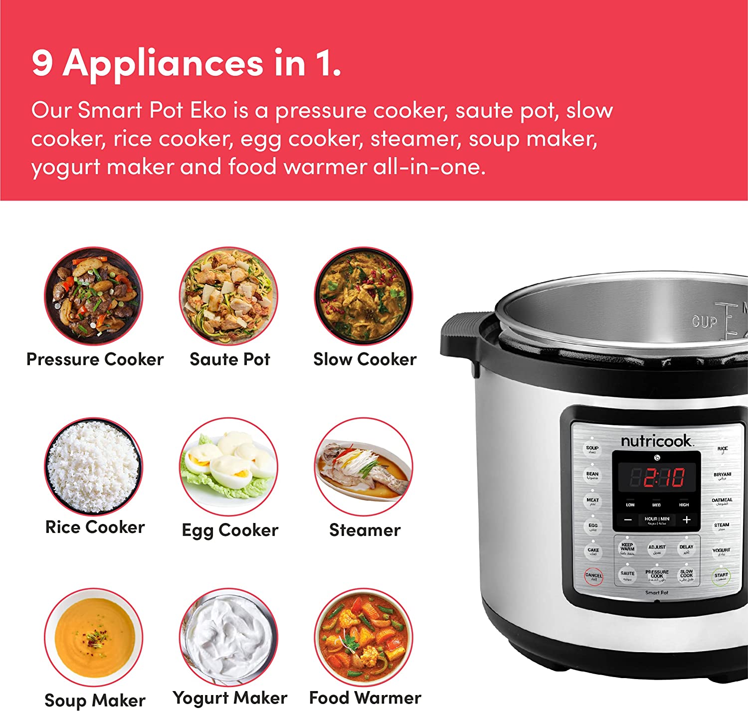 Steamer Saute and Warmer Slow Cooker Instant Pot LUX60 Red Stainless Steel 6 Qt 6-in-1 Multi-Use Programmable Pressure Cooker Rice Cooker 