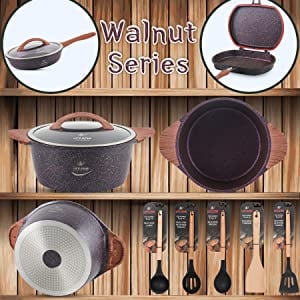 granite coating cookware set non stick dishwasher safe fat free cooking grill pan frying pan