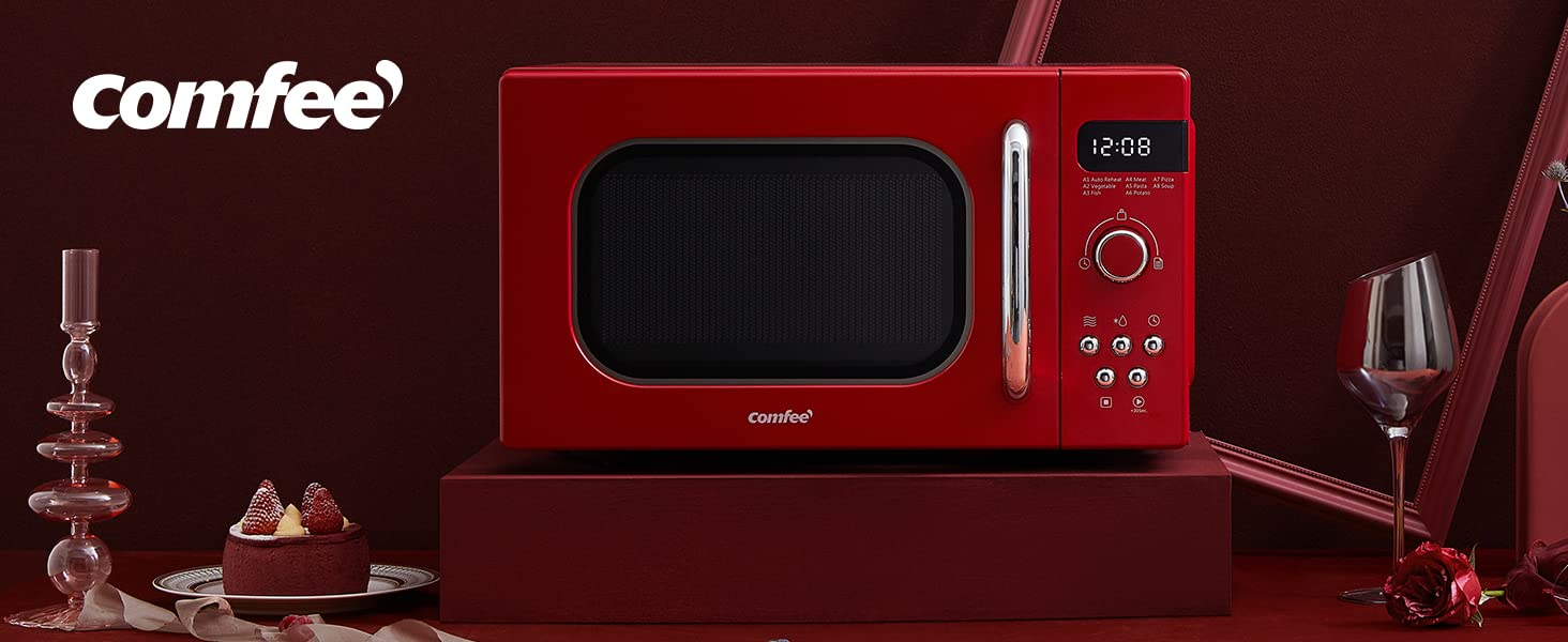 microwave oven retro red compact size stylish design easy to use