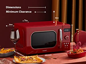 microwave oven retro red compact design size