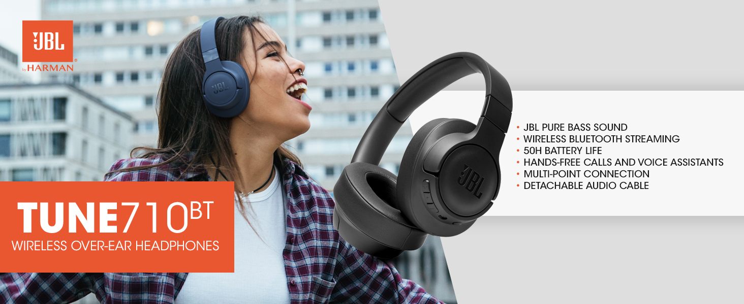 JBL Tune 710BT Wireless Over-Ear Headphones - 50H battery life, Wireless  Bluetooth Streaming