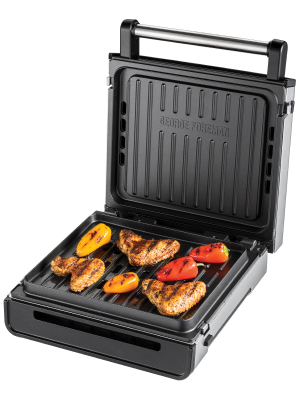 George Foreman Smokeless Electric Grill, Indoor BBQ and Griddle Hot Plate with Built In Drip Tray